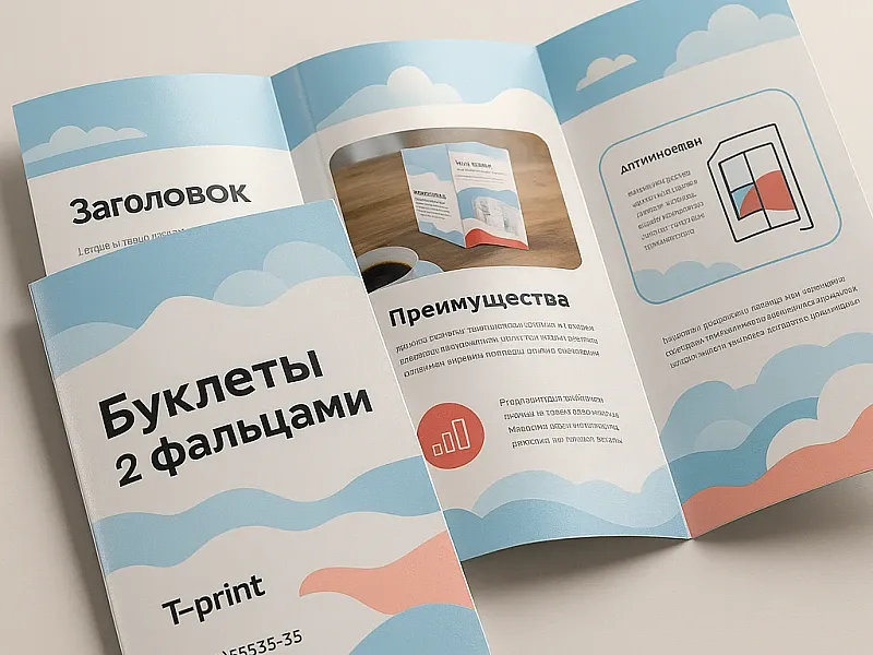 Буклеты с 2 фальцами недорого