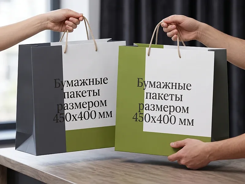Бумажные пакеты размером 450х400 мм на заказ