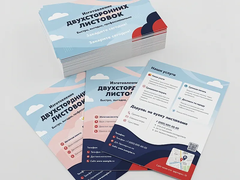 Изготовление двухсторонних листовок недорого