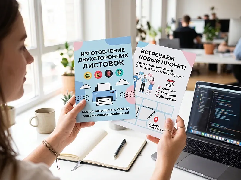 Изготовление двухсторонних листовок дешево