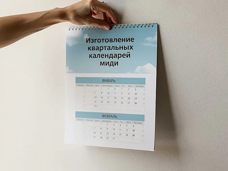 Изготовление квартальных календарей миди дешево
