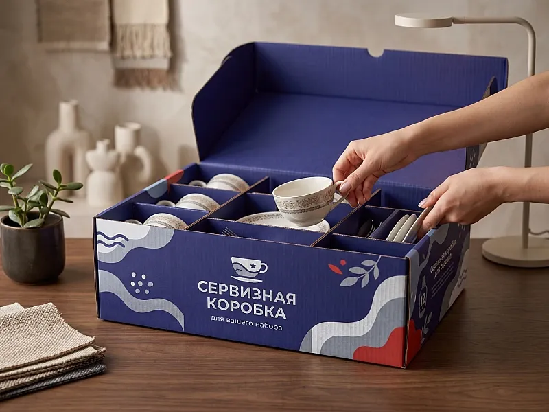 заказать Картонная коробка для сервиза
