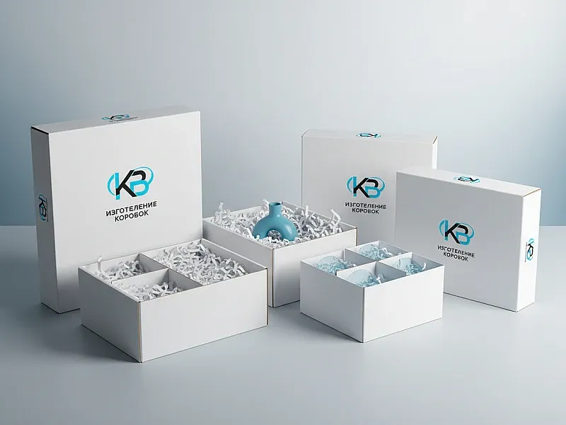 Изготовление белых картонных коробок с крышкой на заказ