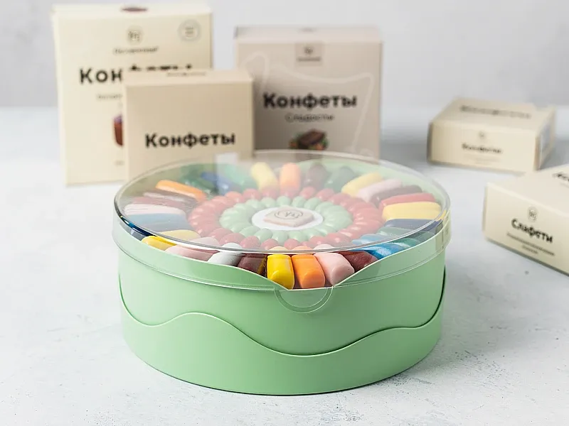 Круглая упаковка для конфет недорого