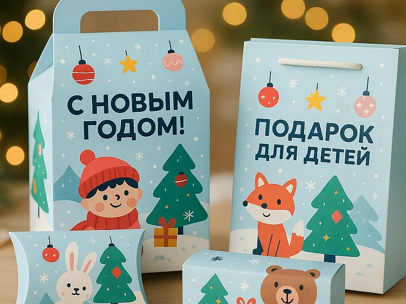 Новогодняя упаковка для детских подарков дешево