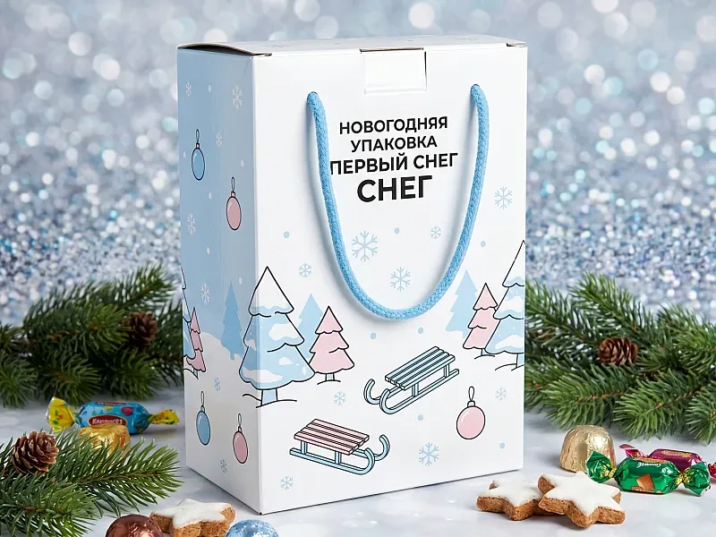 Новогодняя упаковка первый снег на заказ