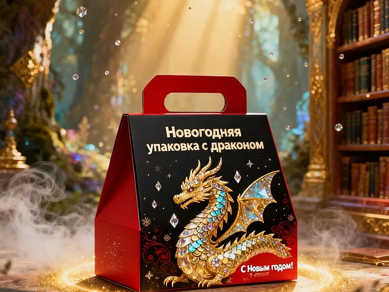 Новогодняя упаковка с драконом дешево