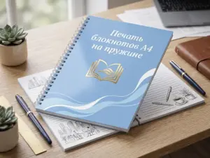 Печать блокнотов А4 на пружине в Москве