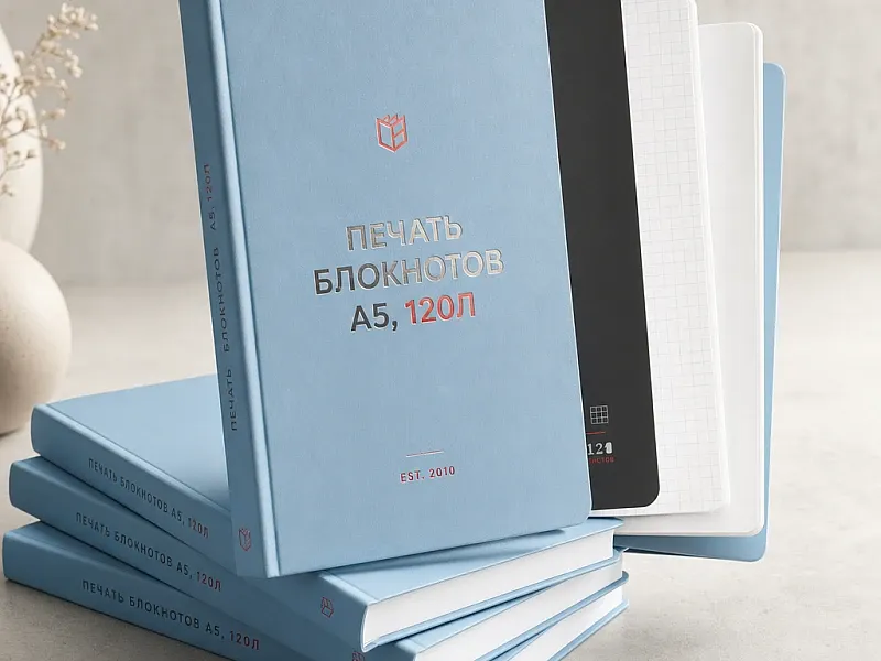 Печать блокнотов А5, 120л на заказ