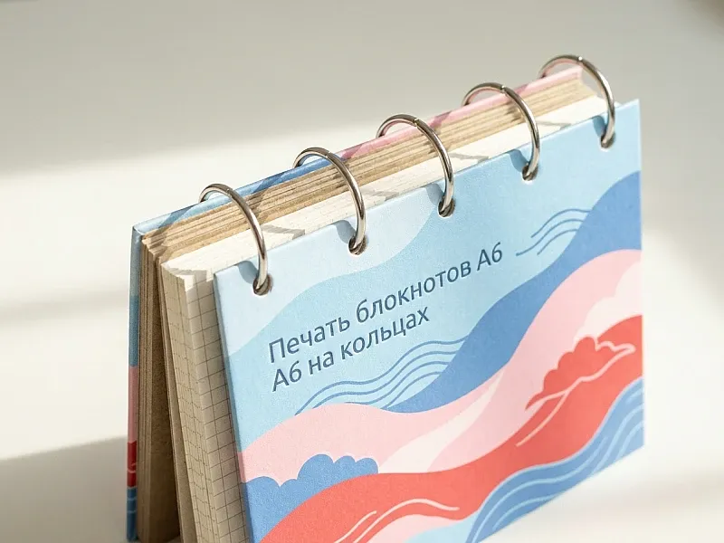 Печать блокнотов А6 на кольцах недорого