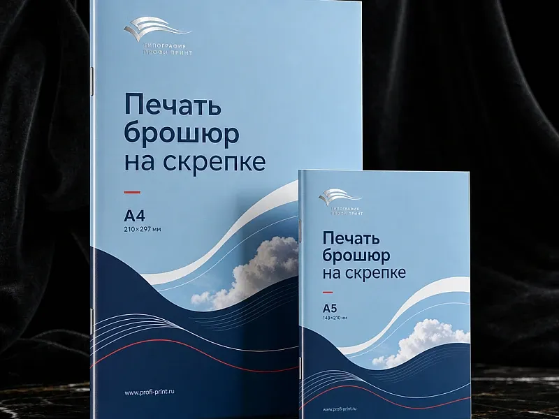 Печать брошюр на скрепке дешево