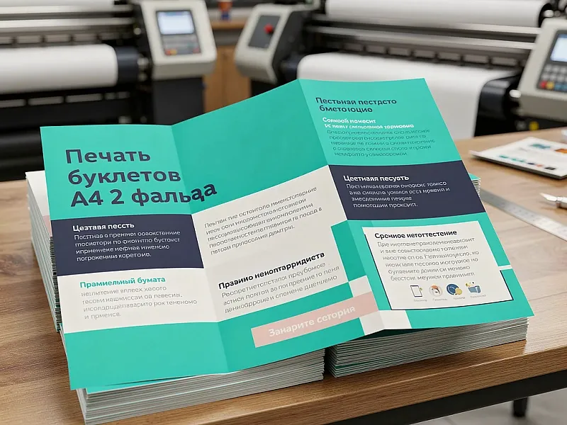 Печать буклетов А4 2 фальца недорого