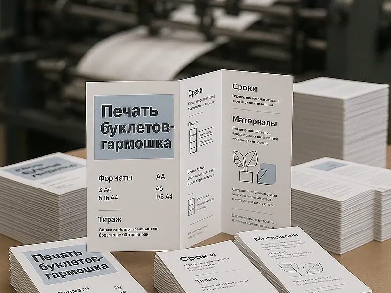 Печать буклетов-гармошка дешево