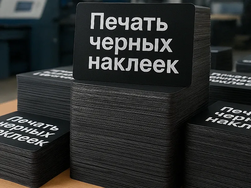 Печать черных наклеек недорого