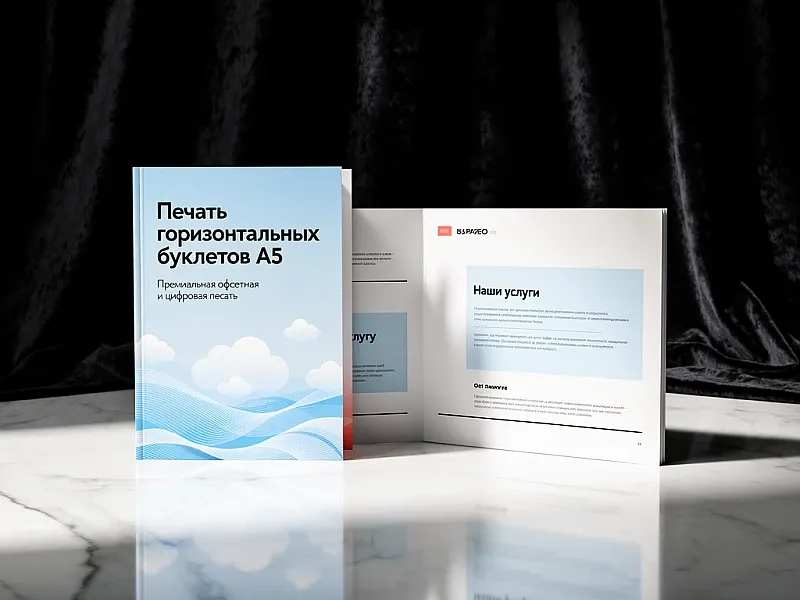 Печать горизонтальных буклетов А5 недорого
