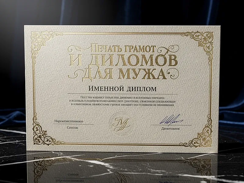 Печать грамот и дипломов для мужа дешево