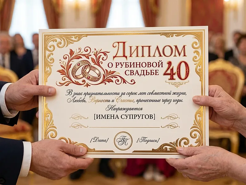 Печать грамот и дипломов для рубиновой свадьбы недорого