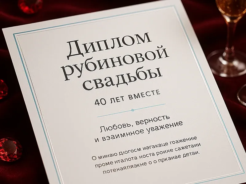 Печать грамот и дипломов для рубиновой свадьбы дешево