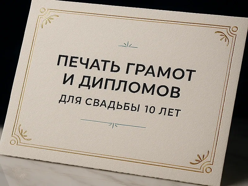 Печать грамот и дипломов для свадьбы 10 лет дешево