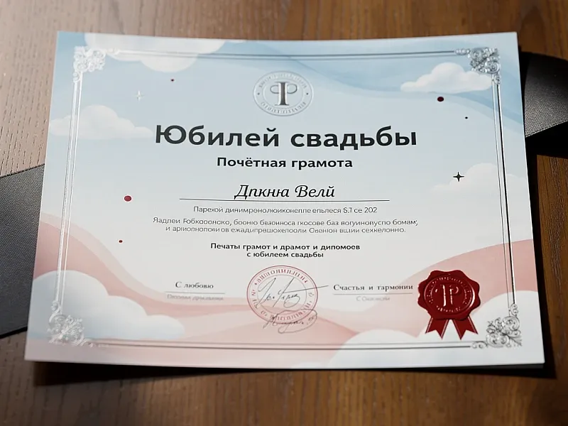 Печать грамот и дипломов с юбилеем свадьбы недорого
