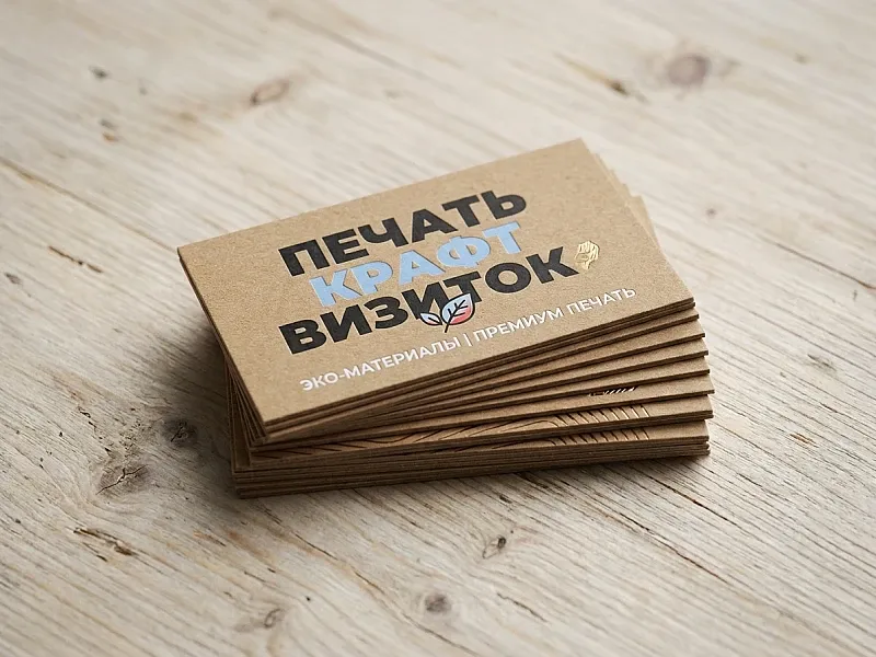 Печать крафт визиток недорого