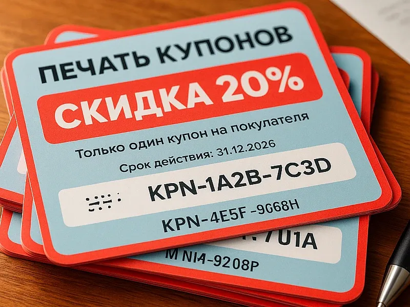 Печать купонов дешево