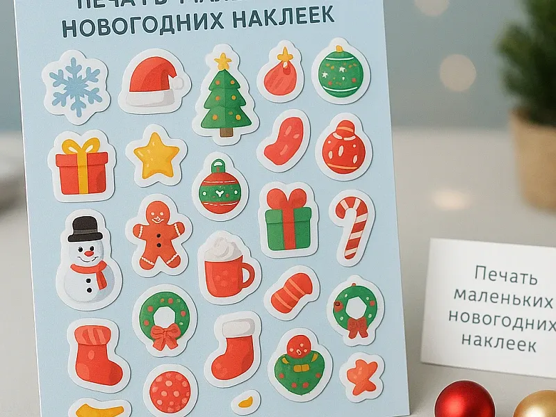 Печать маленьких новогодних наклеек недорого