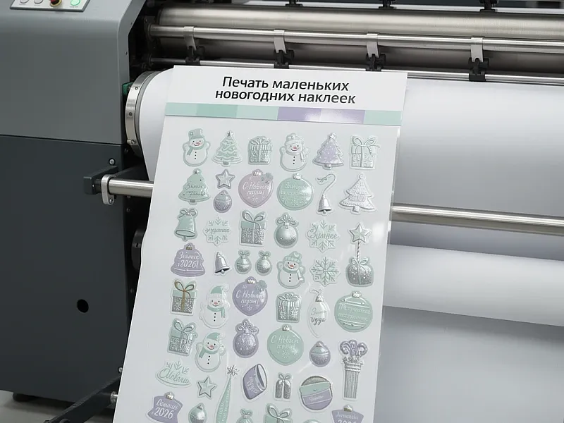 заказать Печать маленьких новогодних наклеек