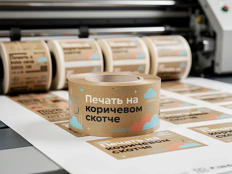 Печать на коричневом скотче дешево