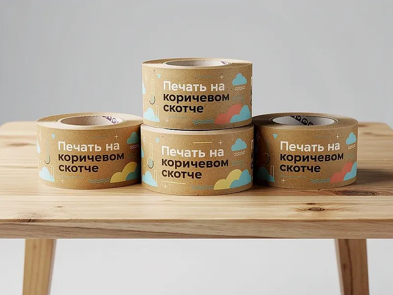 Печать на коричневом скотче на заказ