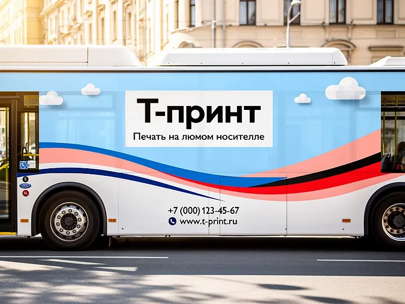 Печать наклеек на автобус на заказ
