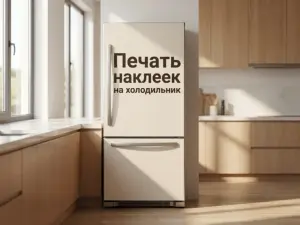 Печать наклеек на холодильник в Москве