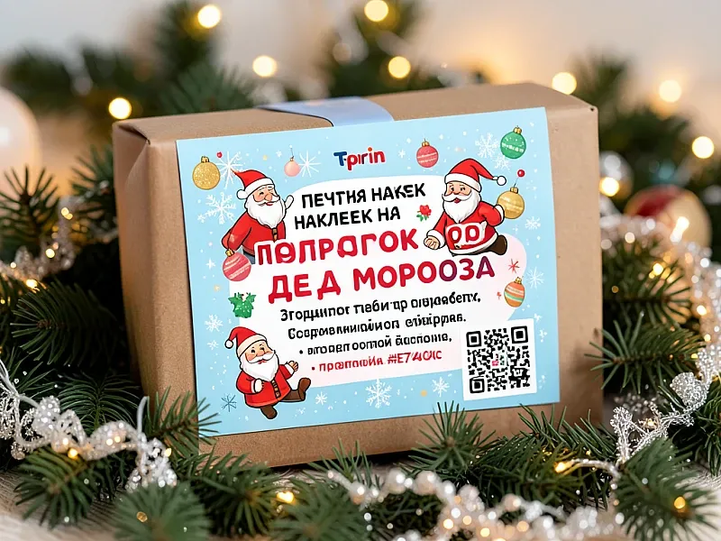 Печать наклеек на подарок от Деда Мороза недорого