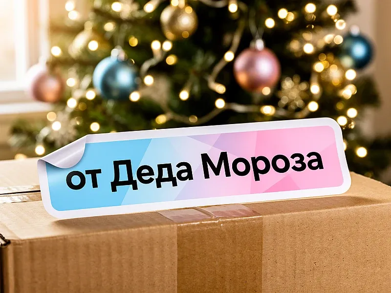 Печать наклеек на посылку от Деда Мороза недорого