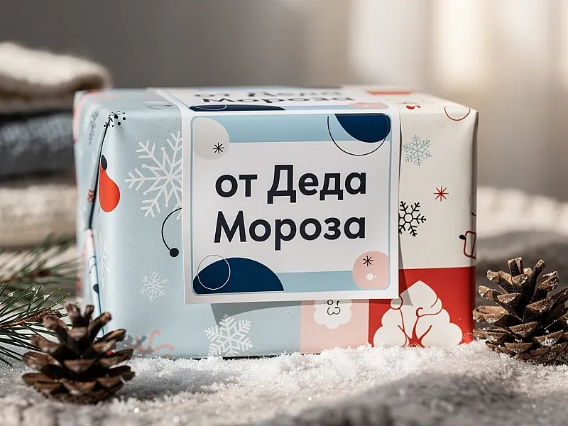 заказать Печать наклеек на посылку от Деда Мороза