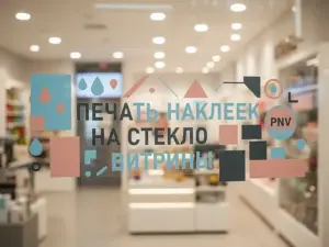 Печать наклеек на стекло витрины в Москве