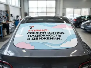 Печать наклеек на заднее стекло в Москве