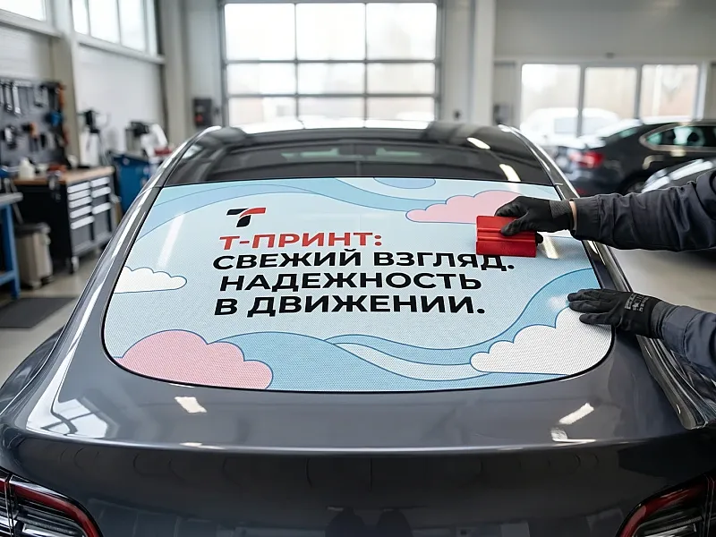 заказать Печать наклеек на заднее стекло