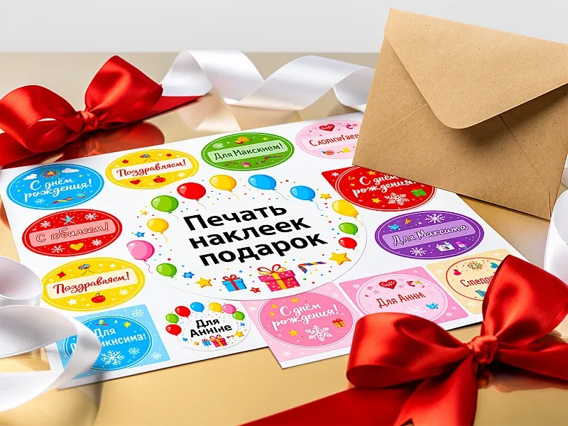 заказать Печать наклеек подарок