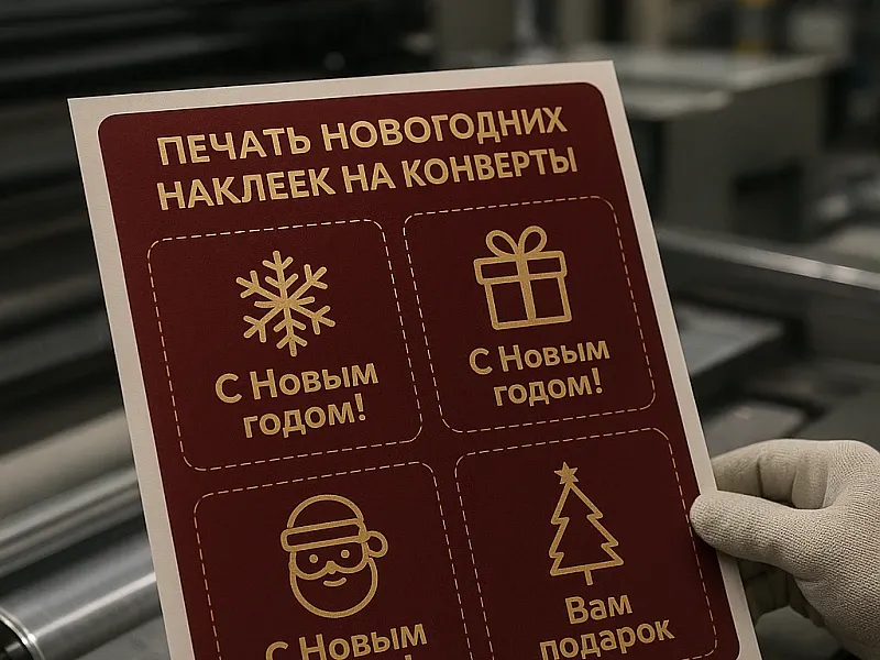 заказать Печать новогодних наклеек на конверты