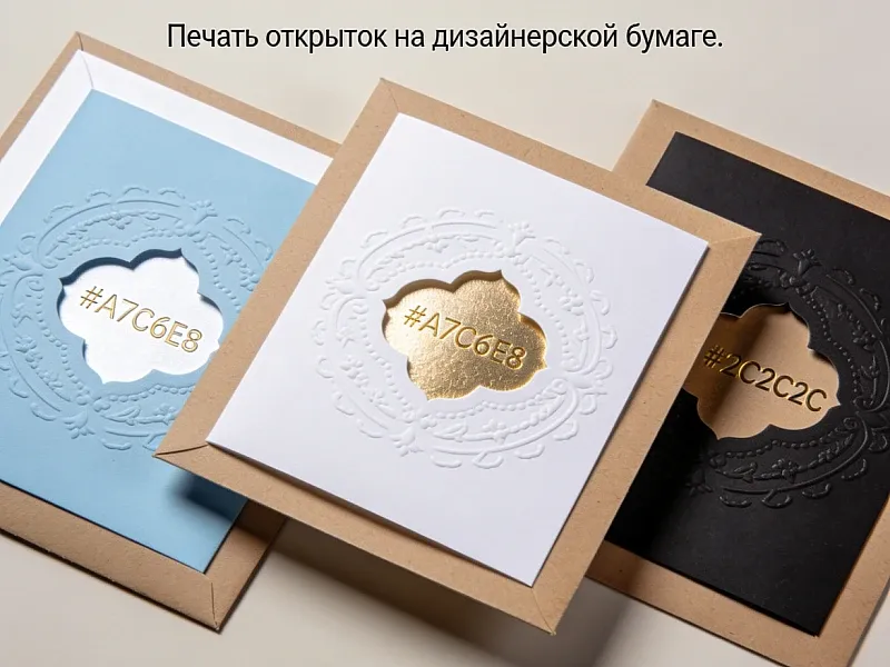Печать открыток на дизайнерской бумаге дешево
