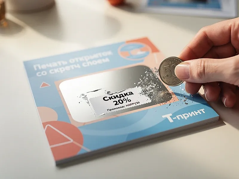 Печать открыток со скретч слоем дешево