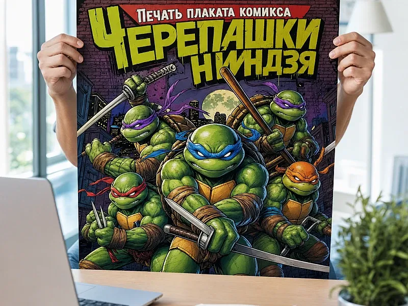 Печать плаката комикса Черепашки ниндзя недорого