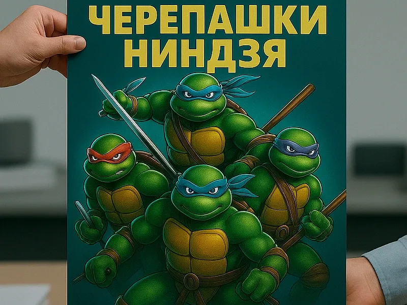 Печать плаката комикса Черепашки ниндзя дешево