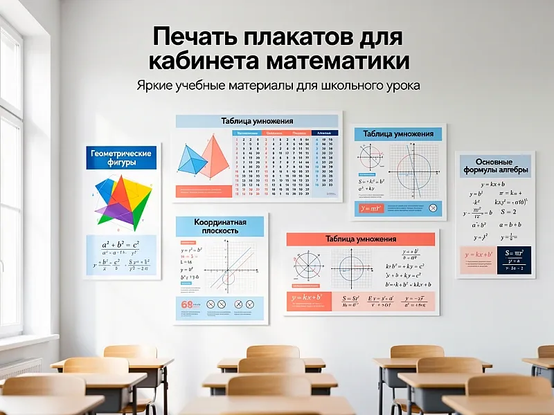 Печать плакатов для кабинета математики дешево