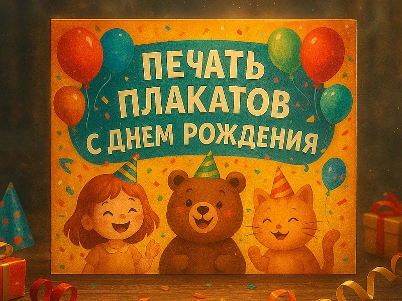 Печать плакатов с Днем Рождения недорого