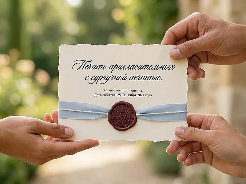 Печать пригласительных с сургучной печатью дешево