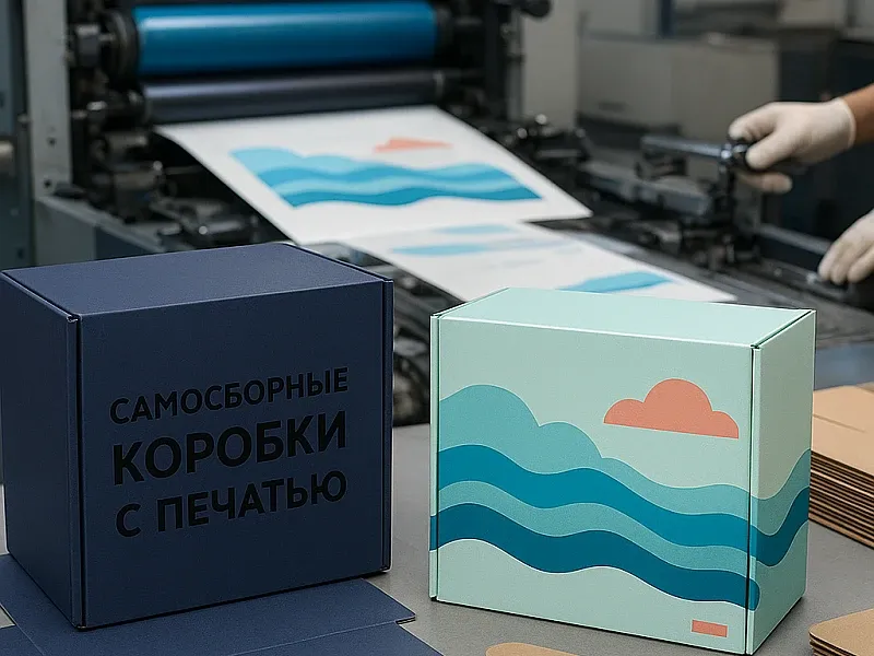 заказать Самосборные коробки с печатью