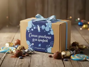 Синяя упаковка для конфет в Москве