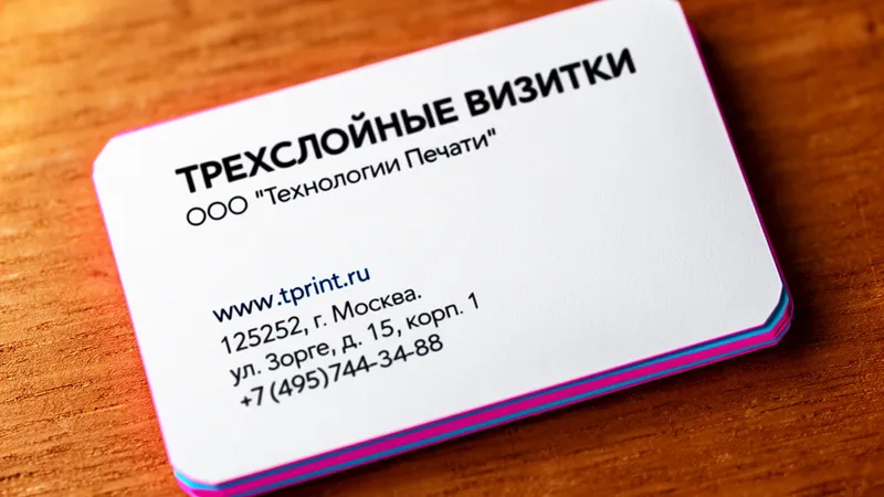 Трехслойные визитки недорого